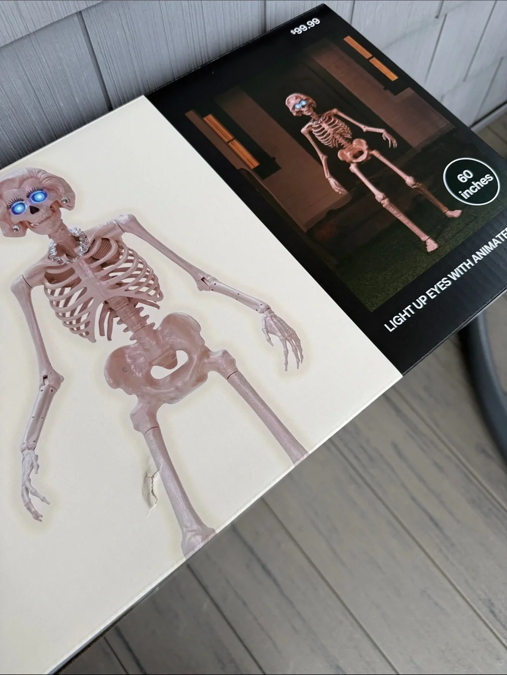 JOYWARD Pink Light-Up Animated Skeleton Holiday Decoration
